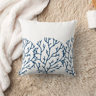 Stylish Teal Blue Coral Pattern - Ocean Theme Cushion