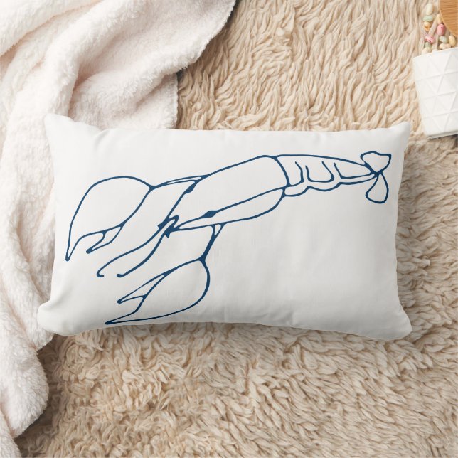 Stylish Teal Blue Lobster - Nautical / Ocean Theme Lumbar Cushion (Blanket)