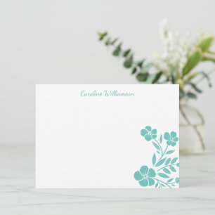 Stylish Teal Floral Drawing Personalised Script  Card