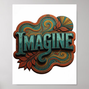 Stylish Teal IMAGINE Poster