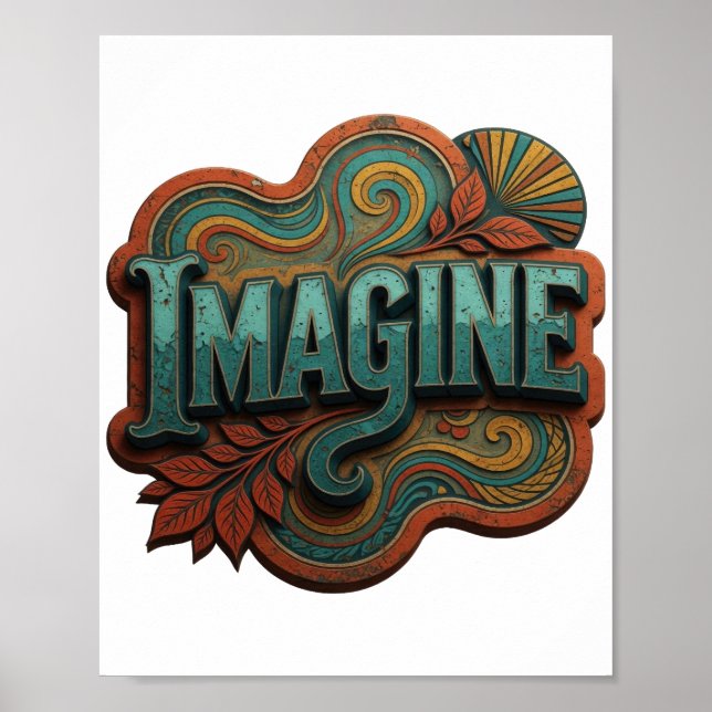 Stylish Teal IMAGINE Poster (Front)