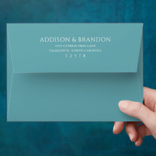 Stylish Teal Modern Wedding Envelope