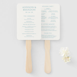 Stylish Teal Modern Wedding Program Hand Fan