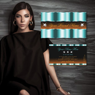 Stylish Teal Orange Black Sparkle Jewels Luxury Business Card