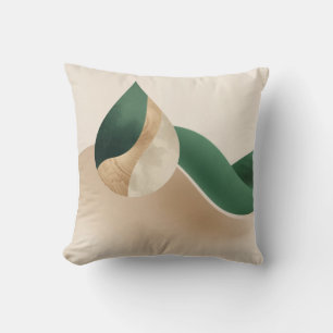 Stylish Teardrop Wave Beige and Green Cushion