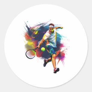 Stylish Tennis Save – Athlete In Action Design Sti Classic Round Sticker