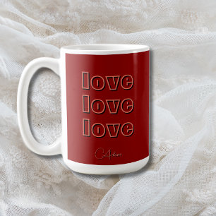Stylish Terracotta Clean 3 x Love Red Velvet Coffee Mug