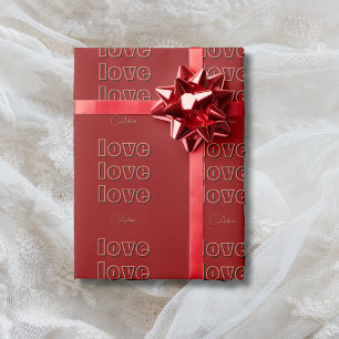 Stylish Terracotta Clean 3 x Love Red Velvet Wrapping Paper
