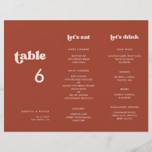 Stylish Terracotta Menu & Table number trifold