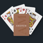 Stylish Terracotta Monogram and Name Playing Cards<br><div class="desc">These stylish terracotta brown playing cards feature a modern layout with vertical monogram in big type,  and your name in prominent cream horizontal type.</div>