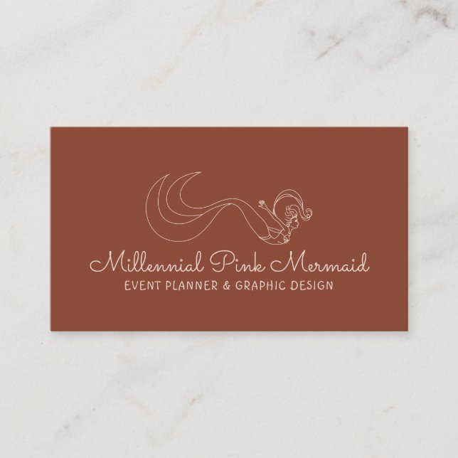 Stylish Terracotta Nautical Entertainer Mermaid Business Card (Front)