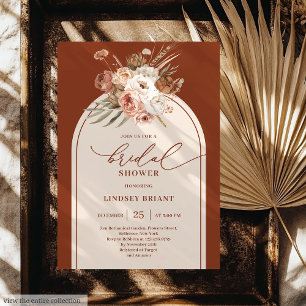Stylish Terracotta Pampas Grass Boho Bridal Shower Invitation