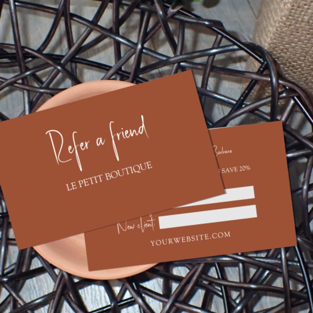 Stylish Terracotta Refer a Friend Referral Card (Creator Uploaded)