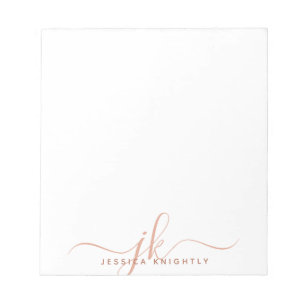 Stylish Terracotta Script Monogram Initials Notepad