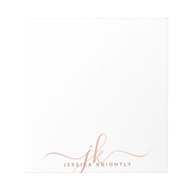 Stylish Terracotta Script Monogram Initials Notepad (Front)