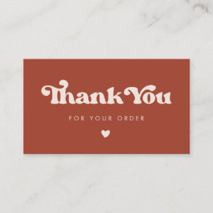 Stylish terracotta Thank you for your order card