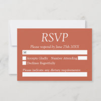 Stylish Terracotta Wedding RSVP Card