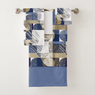 Stylish textured geometric bath towel set
