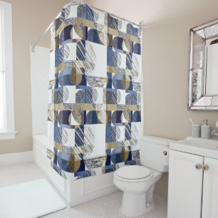 Stylish textured geometric  shower curtain