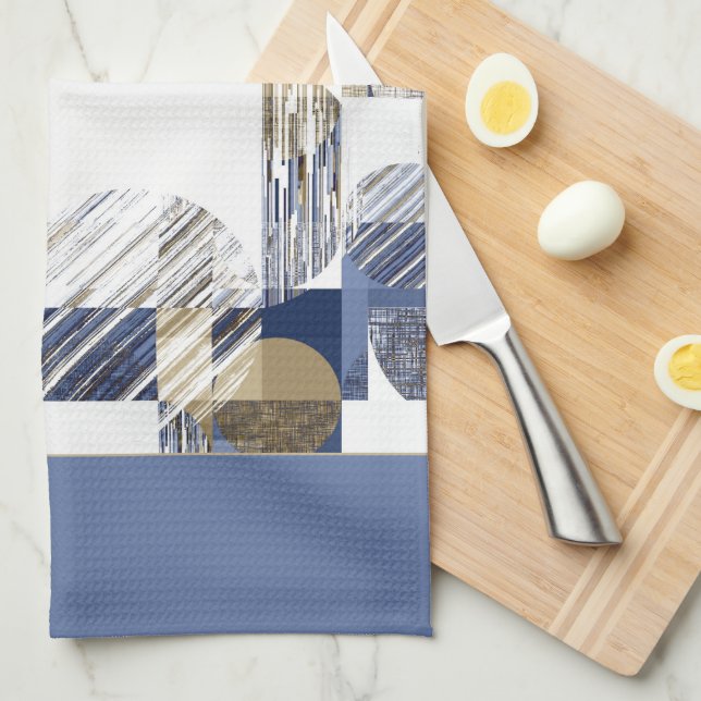 Stylish textured geometric  tea towel (Quarter Fold)