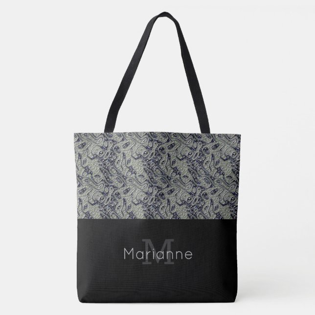 Stylish Textured Monogrammed Tote Bag (Front)