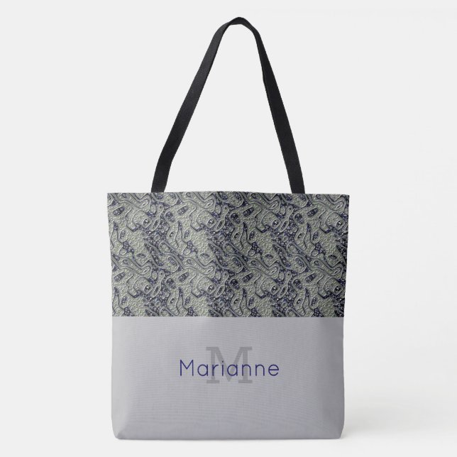 Stylish Textured Monogrammed Tote Bag (Front)