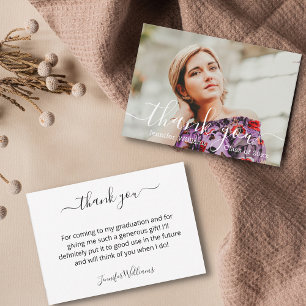 stylish thank you calligraphy photo graduation card