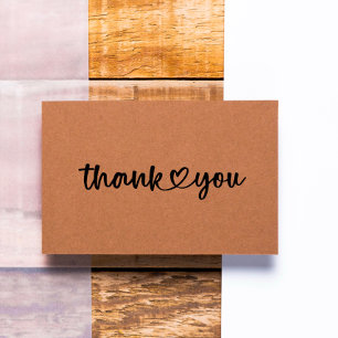 Stylish Thank You Script Heart Rubber Stamp