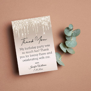 stylish thank you sweet 16 gold dripping glitters card