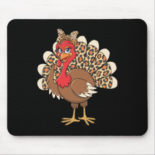 Stylish Thanksgiving Turkey With Leopard Print Des Mouse Mat