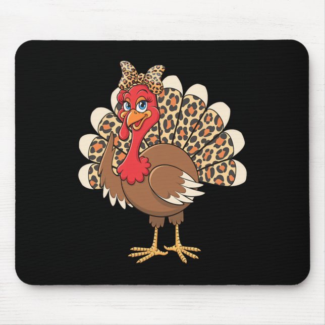 Stylish Thanksgiving Turkey With Leopard Print Des Mouse Mat (Front)