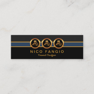 Stylish Three Chauffeur Icons Limousine Service Mini Business Card