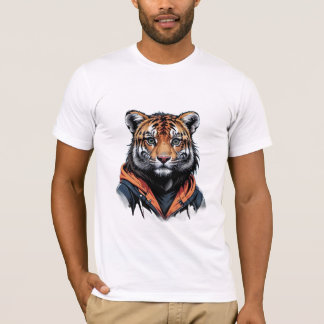Stylish Tiger in Hoodie - Modern Animal Design Shi T-Shirt