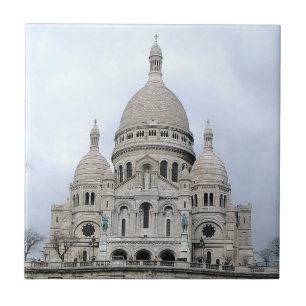 Stylish Tile with picture of Sacre Coeur de Paris