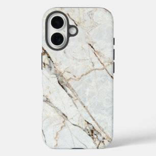 Stylish Timeless White Grey Marble Granite Stone iPhone 16 Case