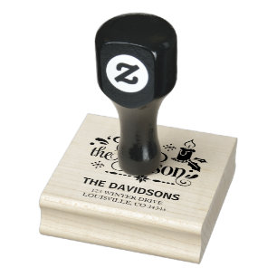 Stylish 'Tis the Season Typography Monogram Rubber Stamp