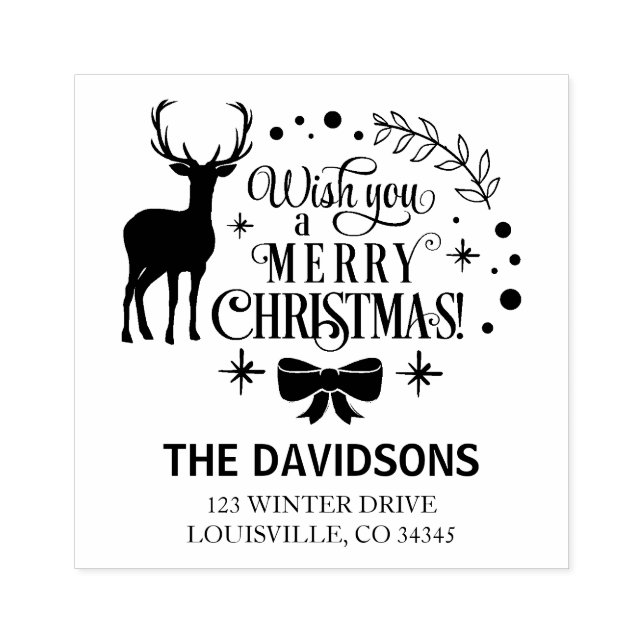 Stylish 'Tis the Season Typography Monogram Rubber Stamp (Imprint)