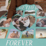 Stylish Together Forever | Heart Photo Collage Fleece Blanket<br><div class="desc">Say I love you with this gorgeous 10 collage photo card with a heart photo in the middle,  featuring heart shaped photos and text that reads 'TOGETHER FOREVER' and personalised with your names.Text font styles,  size and colour can be changed by clicking on the customise further link after personalising.</div>
