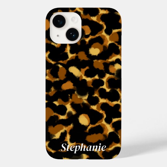 Stylish Tortoiseshell Pattern Custom Name Case-Mate iPhone Case (Back)