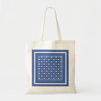 Stylish Tote Bag, Dark Blue with White Polka Dots