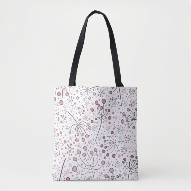 Stylish Tote Bag with Abstract Floral Design (Front)