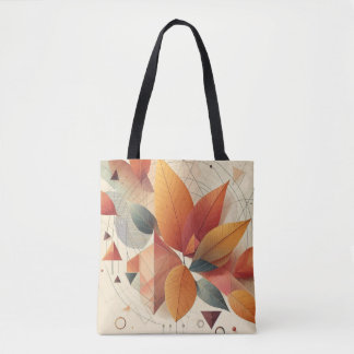 Stylish Tote with Leaf & Geometric Pattern Bag