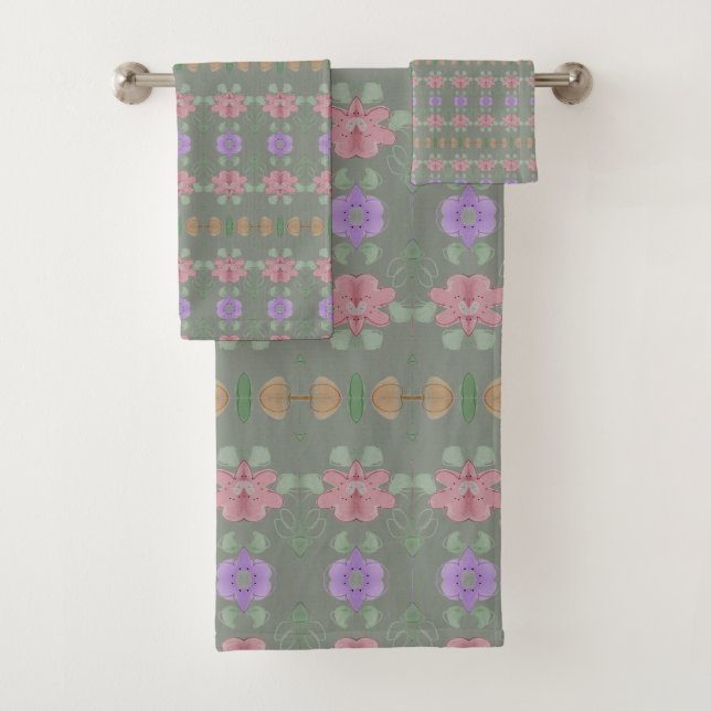 Stylish Towel Set with Grey Green (Insitu)