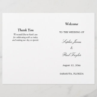 Stylish Traditional Bi-Fold Wedding Program