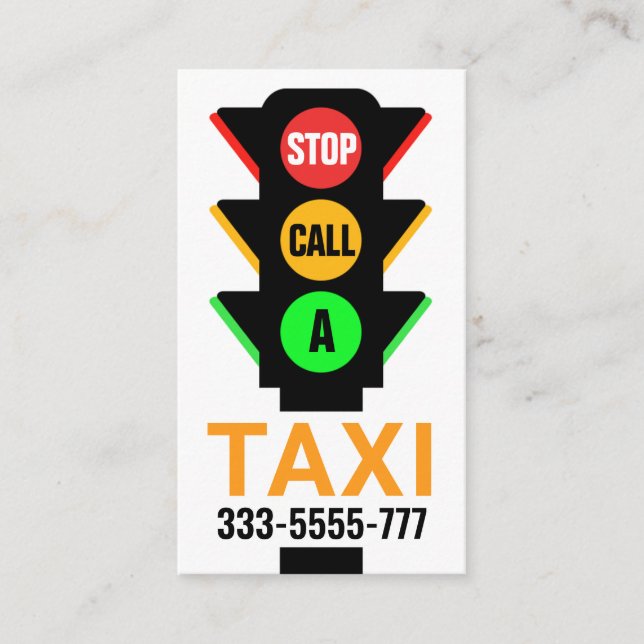 Stylish Traffic Light Calling Taxi Business Card (Front)