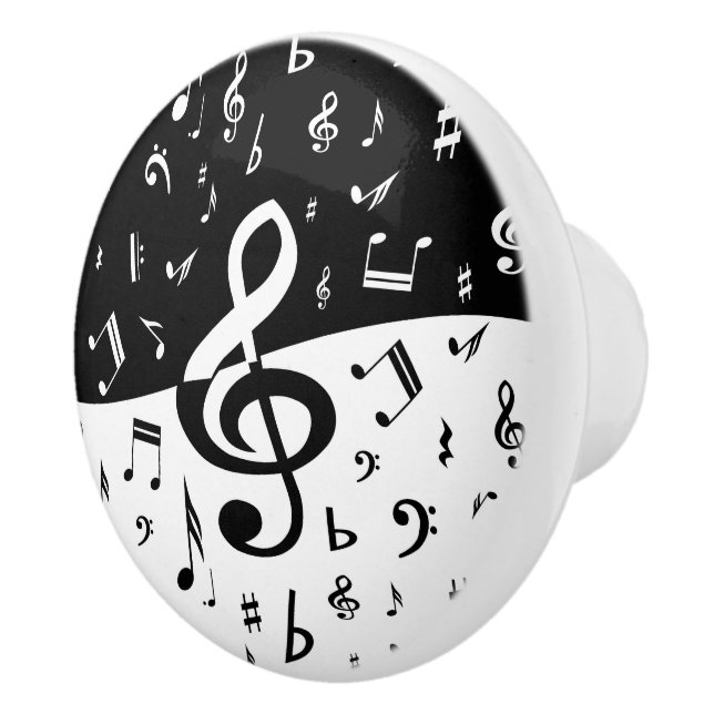 Stylish Treble Clef Wave Black and White Ceramic Knob (Right)