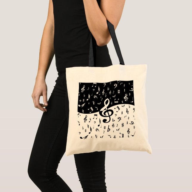 Stylish Treble Clef Wave Black and White Tote Bag (Front (Product))