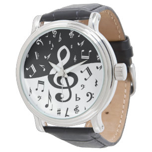 Stylish Treble Clef Wave Black and White Watch