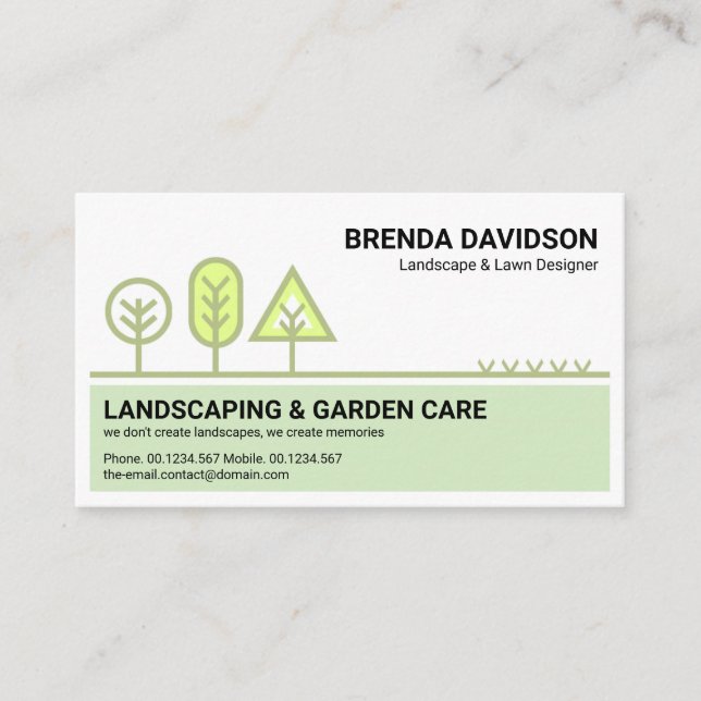 Stylish Tree Landscape Border Gardening Service Business Card (Front)
