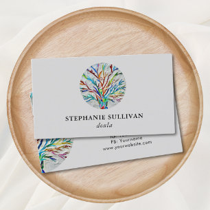 Stylish Tree of Life Doula Gray  Business Card